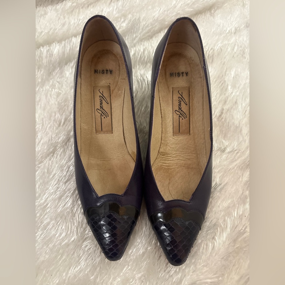 Amalfi Made in Italy Genuine Snakeskin Leather purple Heels Size 5.5